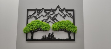 Изображение 2-х деревьев с моховыми горами, любая конфигурация семейства царапающих мх, 50х37.