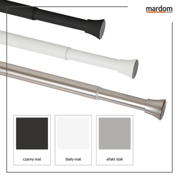 РЕГУЛИРУЕМАЯ ДУШЕВАЯ КАРДИНА ДЛЯ ШКАФА 140-230см ЧЕРНАЯ