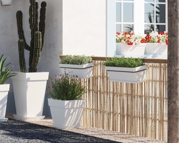 круглые цветочные горшки с крючками для балконных перил, антрацит CAPRI B. 20