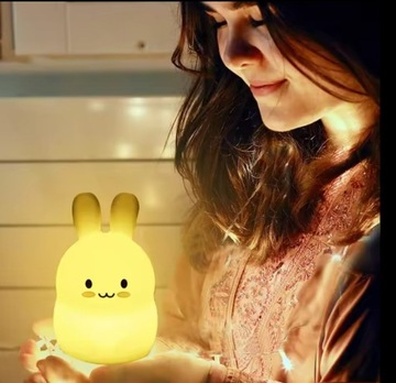 Ночная лампа Soft Touch для детей, красочный силиконовый кролик RGB LED