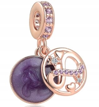 Charms Rose Gold Lśniące serca i gwiazdy s925
