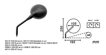 ЛЕВОЕ ЗЕРКАЛО BMW R1150GS/R/RS ADVENTURE POWER FORCE
