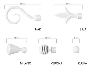 KARNISZ PODWÓJNY BIAŁY 200 cm / Ø 16 + 16 mm BOJANEK STUDIO LOFT MATOWY