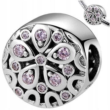 CHARMS WIOSENNY KWIATEK koralik srebro 925 miłość kolorowe cyrkonie beads