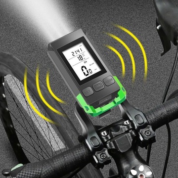 USB -спидометр Counter -The Bicycle Bell ЖК -дисплей с зеленым велосипедным отражателем