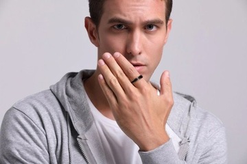 ОБРУЧАЛЬНОЕ КОЛЬЦО С ПЕЧАТКОЙ ЧЕРНОГО ЗОЛОТА 5 ММ ​​ВОЛЬФРАМ R19