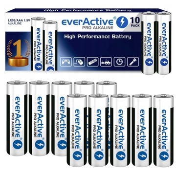 BATERIE ALKALICZNE AAA Everactive LR03 Mocna SERIA PRO ZESTAW 10 SZTUK