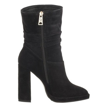 Buty Botki na Obcasie Damskie Carinii Czarne B9307