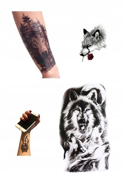 Zestaw 4xTatuaż TYMCZASOWY zmywalny Wilk Las wolf