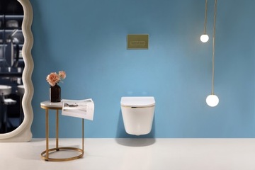 STELAŻ SLIM 35cm ARBO + MISA WC ARBO LINE WHITE / ZŁOTA+PRZYCISK DO WYBORU