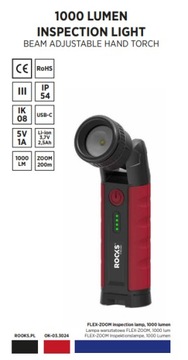 Светодиодная лампа для мастерской ZOOM угловая 1000 Люм 2500 мАч FLEX OK-03.3024