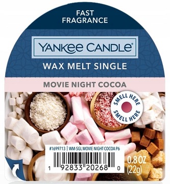 YANKEE CANDLE WOSK WAX MOVIE NIGHT COCOA 22g