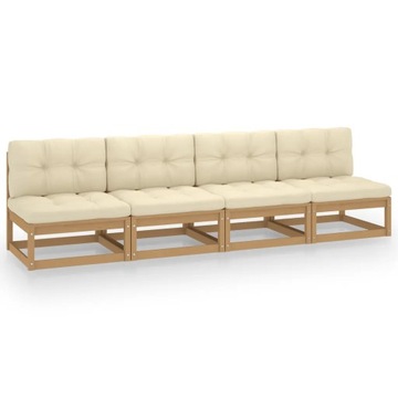 4-osobowa sofa ogrodowa z poduszkami, lite drewno