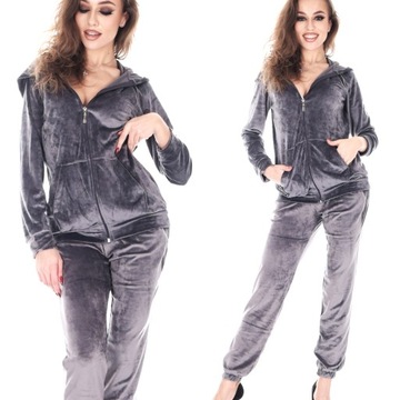Orirose komfortowy komplet dresowy damski WELUROWY spodnie + bluza S 36/38