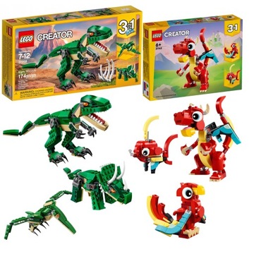LEGO Creator 3w1Dinozaur T-REX 31058 i Czerwony smok 31145 na dzień dziecka