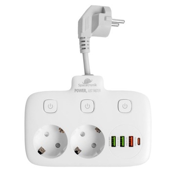 Удлинитель Power Strip, короткий удлинительный кабель Thief с 4 зарядными устройствами USB PD, 2500 Вт