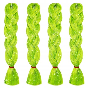 Набор синтетических волос с красочными блестящими косами, 6 шт., искусственные