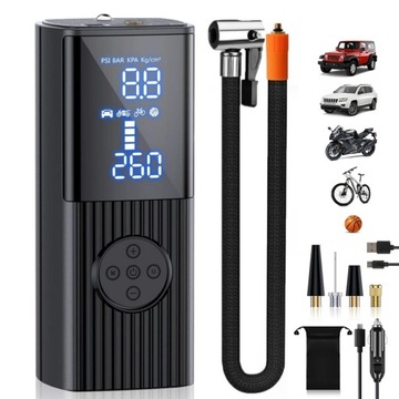 BEZPRZEWODOWA POMPKA DO OPON ELEKTRYCZNA POMPKA ROWEROWA PRZENOŚNA 6000 MAH