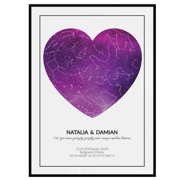 Prezent na urodziny plakat Mapa Gwiazd Nieba A4