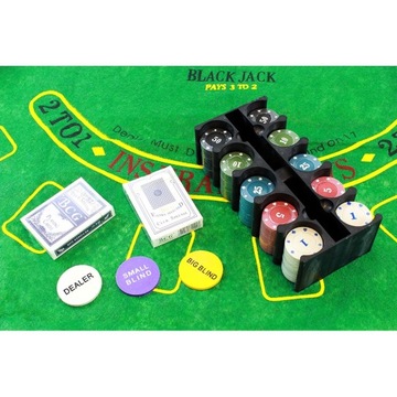 НАБОР ЖЕТОНОВ ДЛЯ ТЕХАССКОГО ПОКЕРА, 200 ШТ., ДИЛЕРСКИЕ СЛЕПЫЕ КАРТЫ, 2 КОЛОДЫ, КОРОБКА