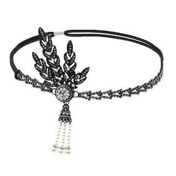 .1920s Flapper Headband Great Gatsby Headband Black