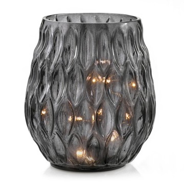 Czarny świecznik z lampkami wazon LED do ogrodu 11x13cm