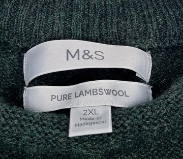 Marks&Spencer Zielony Sweter Wełna 2XL
