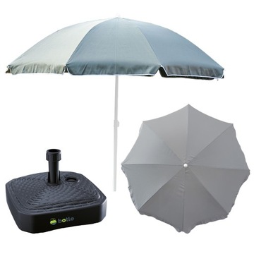 Parasol ogrodowy 240cm z podstawą kwadrat zestaw