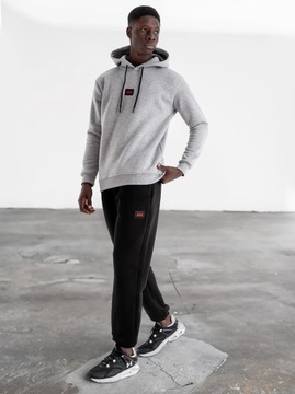 BLUZA Z KAPTUREM MĘSKA KANGUR BAWEŁNA WYGODNA SZARA Jigga Wear Badge XL