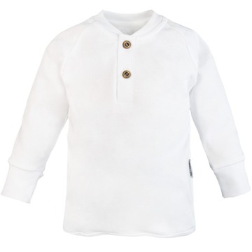 BLUZKA Z GUZICZKAMI biała 86 długi rękaw GŁADKA