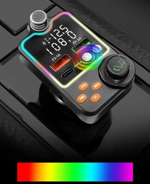 FM-ПЕРЕДАТЧИК ТЕЛЕФОН BT 5.0 QC ЗАРЯДКА 3x USB PD RGB АУДИО