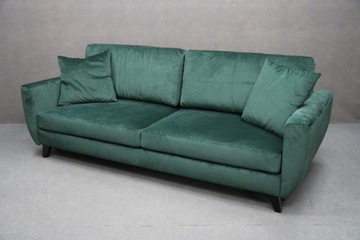 Kanapa Rozkładana Sofa z Funkcja Spania 230 Zielona Butelkowa Welur KRONOS