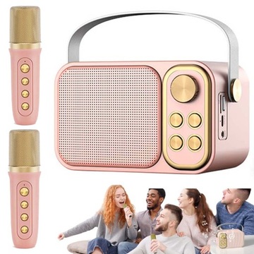 PRZENOŚNY GŁOŚNIK ZESTAW KARAOKE BEZPRZEWODOWY MIKROFON BLUETOOTH USB