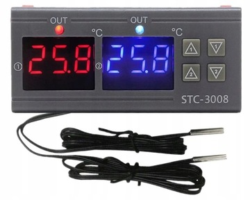 PODWÓJNY TERMOSTAT STEROWNIK REGULATOR TEMPERATURY STC-3008 SONDA CZUJNIK
