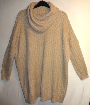 Sweter H&M z golfem 54 56 z wełną beżowy