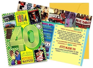 ŚMIESZNE Życzenia TO BYŁ ROK 1984, KARTKA ROCZNIKOWA Prezent na 40 Urodziny