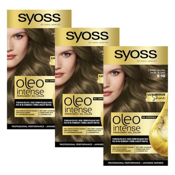3X FARBA DO WŁOSÓW CIEMNY BLOND BEZ AMONIAKU SYOSS