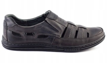 POLBUT BUTY LETNIE SKÓRZANE POLSKIE J06 SZARE 41