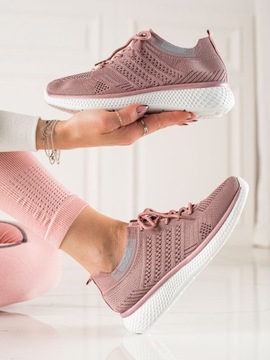 Sznurowane buty sportowe damskie różowe r.37