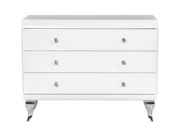 Biała szklana komoda glamour 100x41x78,5 JSF468