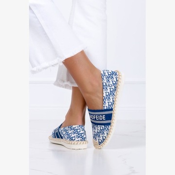 ESPADRYLE SLIP ON DAMSKIE Z NAPISAMI PLECIONE r 40