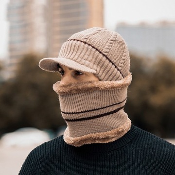 Новый осенне-зимний комплект из шапки и шарфа для мужчин.