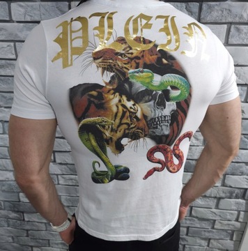 PHILIPP PLEIN XL logo t-shirt kobra tygrys PP wąż