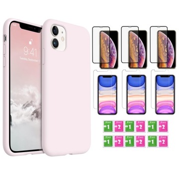 Etui do iPhone 11 | CANDY CASE | Silikonowe Matowe Pudrowy Róż + 6 x Szkło