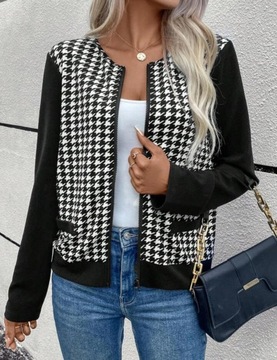 C200 Czarna Bluza pepitka SHEIN L