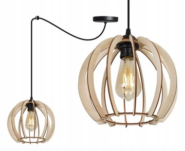 Lampa Wisząca Drewniana Sufitowa Nowoczesna LED