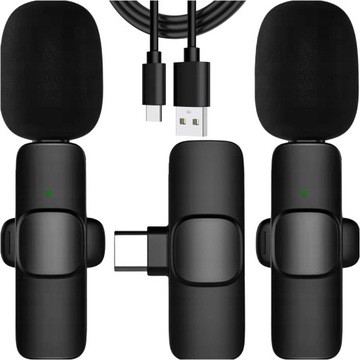 2 беспроводных петличных микрофона USB-C типа C для Android iOS для планшетов