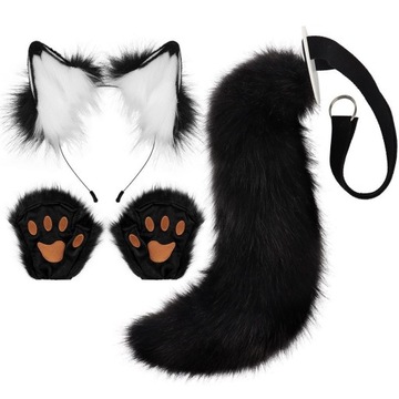 3 piece set Uszy i ogon pluszowe Uszy wilka s