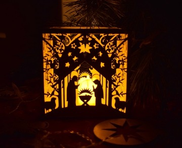 Ажурный фонарь, фонарь, вертеп, конюшня, белый