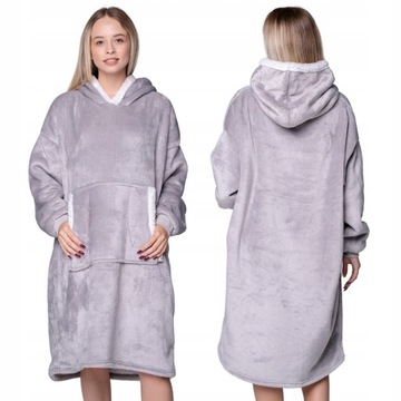 KOC BLUZA OVERSIZE CIEPŁA 2W1 GRUBA XXL FUTRZAK KOCOBLUZA Z KAPTUREM